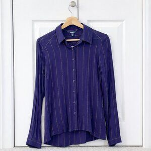 Express Textured Pinstripe Button-Up Blouse - Brand New with Tags